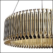 Chandelier round with all tubes in solid brass in brushed brass finish 151-Doe Round