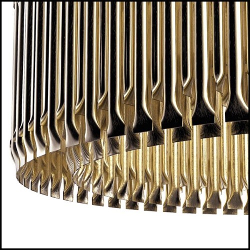 Chandelier rond avec structure composée de tubes en laiton massif finition brossé 151-Doe Round
