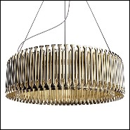 Chandelier round with all tubes in solid brass in brushed brass finish 151-Doe Round