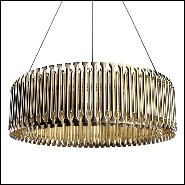Chandelier round with all tubes in solid brass in brushed brass finish 151-Doe Round