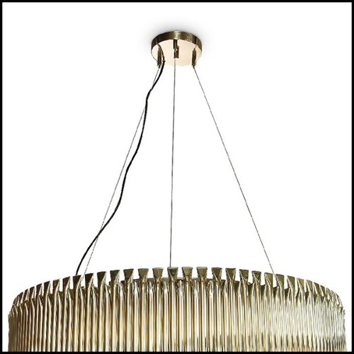 Chandelier round with all tubes in solid brass in brushed brass finish 151-Doe Round