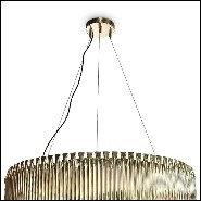Chandelier round with all tubes in solid brass in brushed brass finish 151-Doe Round