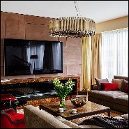Chandelier round with all tubes in solid brass in brushed brass finish 151-Doe Round