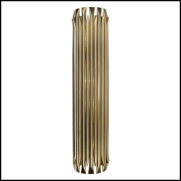 Wall lamp with structure and all tubes in solid brass in brushed brass finish 151-Doe
