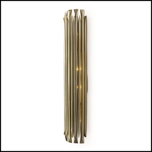 Wall lamp with structure and all tubes in solid brass in brushed brass finish 151-Doe