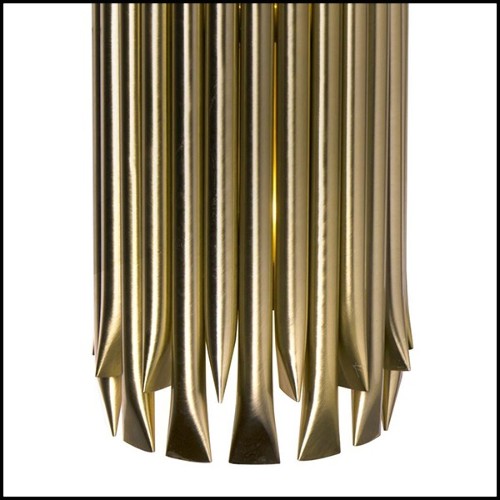 Wall lamp with structure and all tubes in solid brass in brushed brass finish 151-Doe