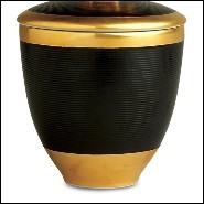 Candle box made in black finish porcelain in 24-karat gold-plated 172-Elephant Black