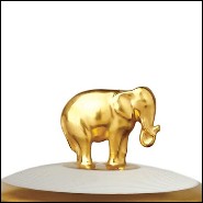 Boîte à bougie en porcelaine finition blanche et plaquée or 24 Karats avec elephant sur le couvercle 172-Elephant White