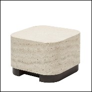 Table d'appoint en noyer massif et avec plateau medium en marbre travertin 189-Travertine Medium