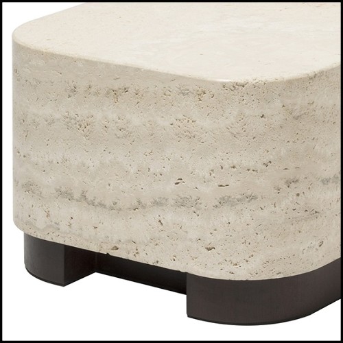 Side table with walnut base and with medium travertine marble top 189-Travertine Medium