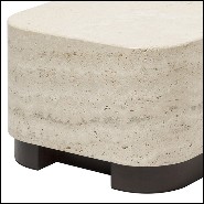 Side table with walnut base and with medium travertine marble top 189-Travertine Medium
