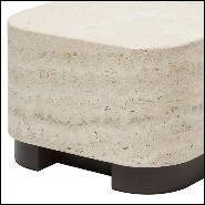 Table d'appoint en noyer massif et avec plateau medium en marbre travertin 189-Travertine Medium
