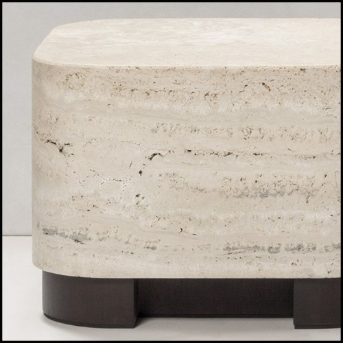 Side table with walnut base and with medium travertine marble top 189-Travertine Medium