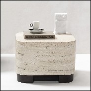 Side table with walnut base and with medium travertine marble top 189-Travertine Medium