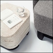 Side table with walnut base and with medium travertine marble top 189-Travertine Medium