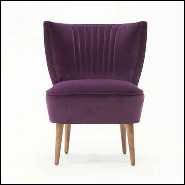 Chair with natural old red genuine leather and with structure in solid wood with brass nails 176-Winston