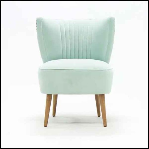 Chair with natural old red genuine leather and with structure in solid wood with brass nails 176-Winston