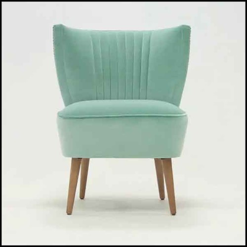 Chair with natural old red genuine leather and with structure in solid wood with brass nails 176-Winston