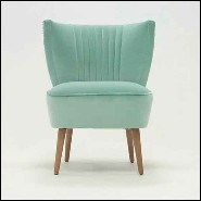 Chair with natural old red genuine leather and with structure in solid wood with brass nails 176-Winston