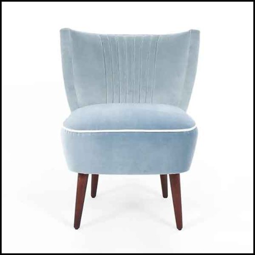 Chair with natural old red genuine leather and with structure in solid wood with brass nails 176-Winston