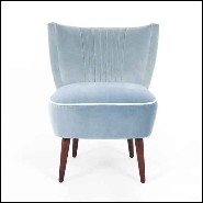 Chair with natural old red genuine leather and with structure in solid wood with brass nails 176-Winston