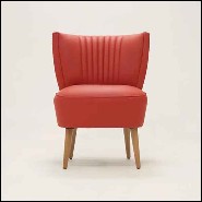 Chaise avec structure en bois massif rembourrée et couverte avec cuir véritable old red 176-Winston