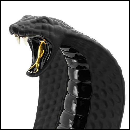 162 - Black Cobra - Sculpture noire et or - Pacific Compagnie.