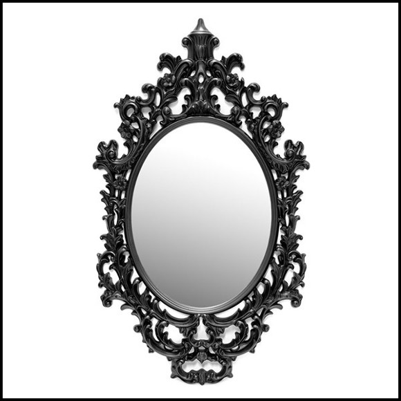 Miroir avec cadre en résine finition noire et avec miroir oval en verre 162-Salerne Black