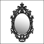 Miroir avec cadre en résine finition noire et avec miroir oval en verre 162-Salerne Black