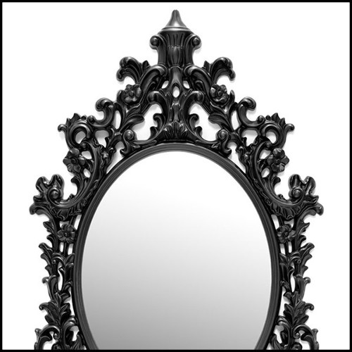 Miroir avec cadre en résine finition noire et avec miroir oval en verre 162-Salerne Black