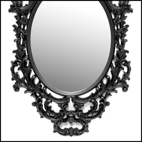 Miroir avec cadre en résine finition noire et avec miroir oval en verre 162-Salerne Black