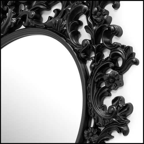 Miroir avec cadre en résine finition noire et avec miroir oval en verre 162-Salerne Black