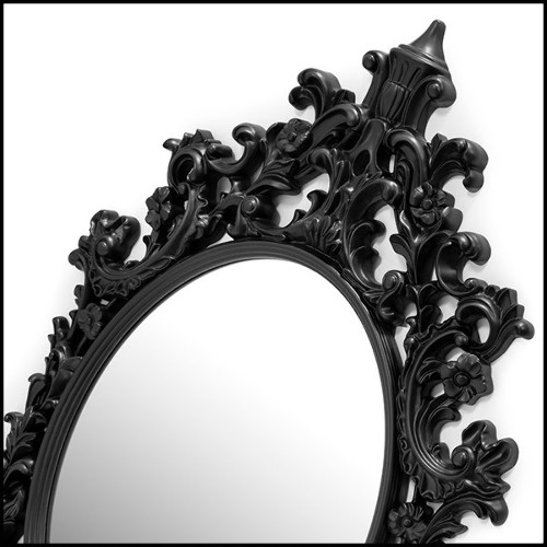 Miroir avec cadre en résine finition noire et avec miroir oval en verre 162-Salerne Black