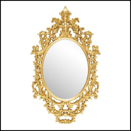 Miroir avec cadre en résine finition gold et avec miroir oval en verre 162-Salerne Gold