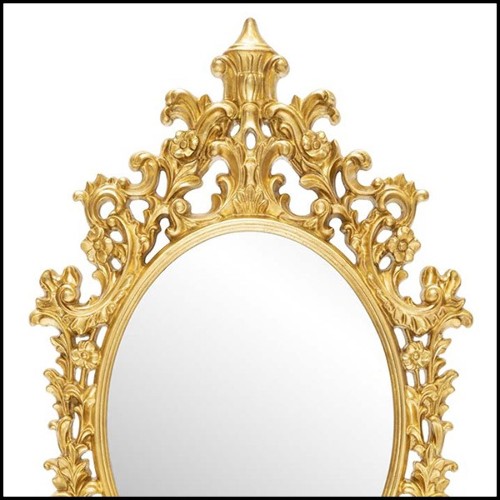 Miroir avec cadre en résine finition gold et avec miroir oval en verre 162-Salerne Gold