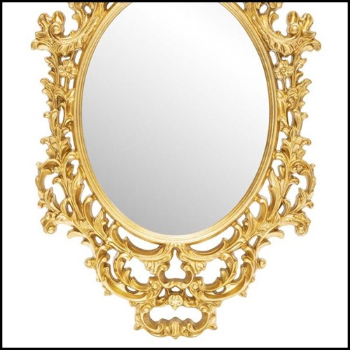 Miroir avec cadre en résine finition gold et avec miroir oval en verre 162-Salerne Gold
