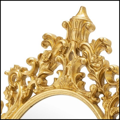 Miroir avec cadre en résine finition gold et avec miroir oval en verre 162-Salerne Gold