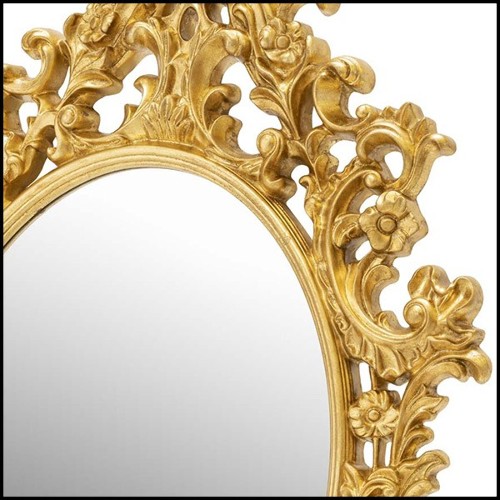 Miroir avec cadre en résine finition gold et avec miroir oval en verre 162-Salerne Gold