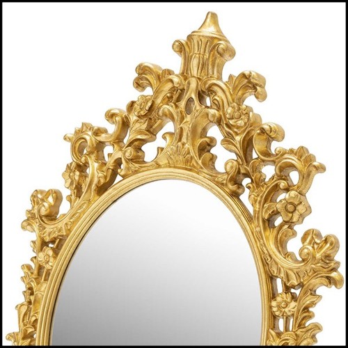 Miroir avec cadre en résine finition gold et avec miroir oval en verre 162-Salerne Gold