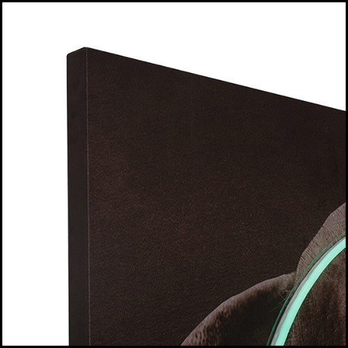 Wall decoration with Elephant portrait photo on canvas with green round LED neon 192-Elephant Neon