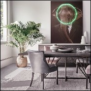 Décoration murale avec photo portrait d'éléphant sur toile et lumière LED néon 192-Elephant Neon