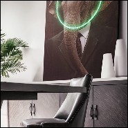 Décoration murale avec photo portrait d'éléphant sur toile et lumière LED néon 192-Elephant Neon