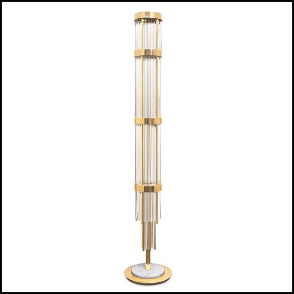 Lampadaire avec structure en laiton massif poli et avec barres de verre en cristal 164-Highlight Brass