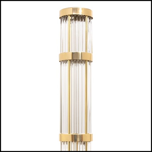 Lampadaire avec structure en laiton massif poli et avec barres de verre en cristal 164-Highlight Brass