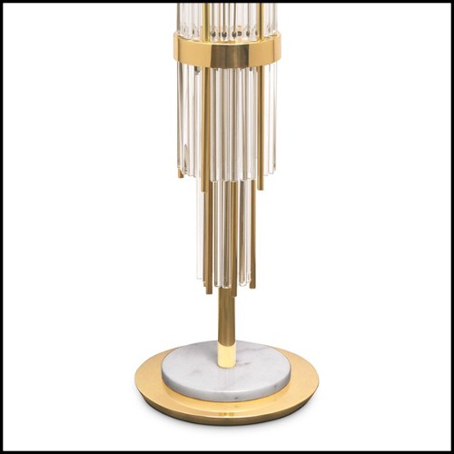 Lampadaire avec structure en laiton massif poli et avec barres de verre en cristal 164-Highlight Brass