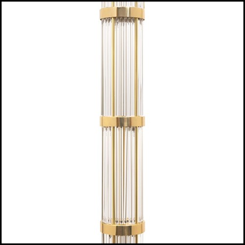 Lampadaire avec structure en laiton massif poli et avec barres de verre en cristal 164-Highlight Brass
