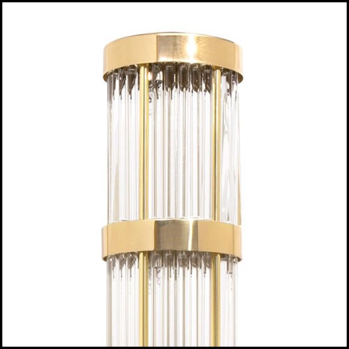 Floor lamp with solid polished brass structure and with crystal glass sticks 164-Highlight Brass
