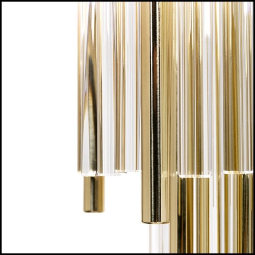 Floor lamp with solid polished brass structure and with crystal glass sticks 164-Highlight Brass