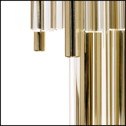 Lampadaire avec structure en laiton massif poli et avec barres de verre en cristal 164-Highlight Brass