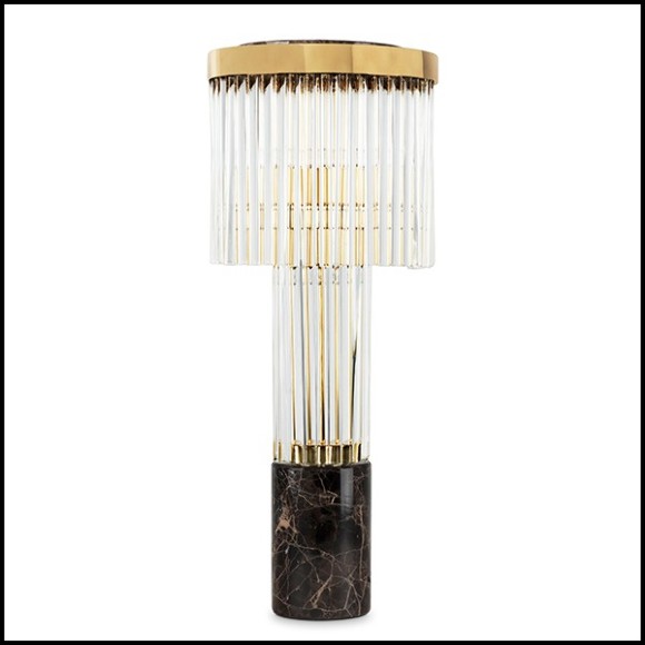 Table lamp with solid polished brass structure and with crystal glass sticks 164-Highlight Brass High